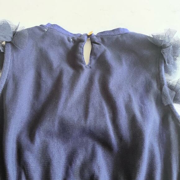 Crewcuts by J.Crew Navy Tulle Ruffle Flower Dress Girls Size 4 - Picture 7 of 8